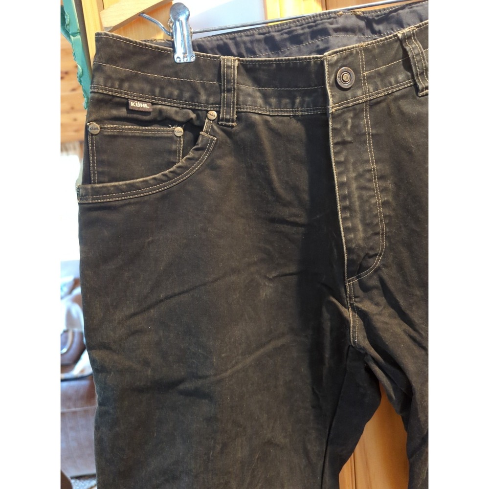 Kuhl Pants Mens 34 x 32 Black Washed Distressed Outdoor Rugged‎ Jeans - Picture 2 of 15